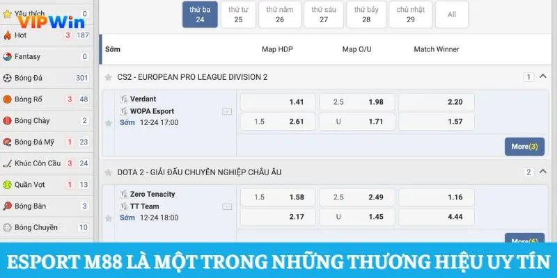 Esport M88 là một trong những thương hiệu uy tín