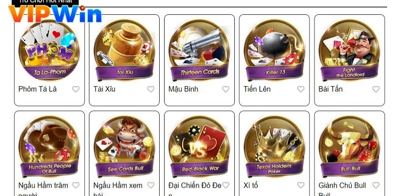 Khám phá các trò chơi nổi bật tại game bài Vipwin