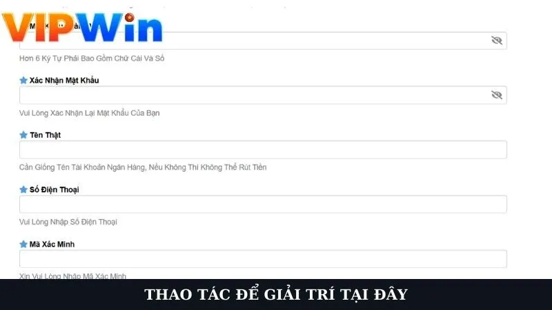 Thao tác để giải trí tại đây