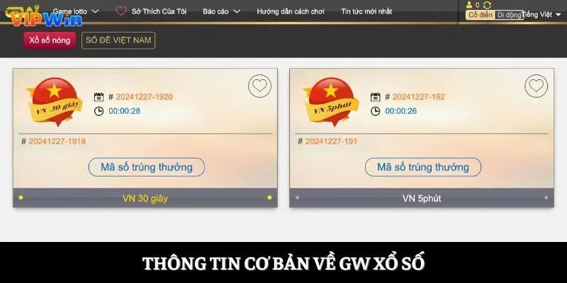 Thông tin cơ bản về GW xổ số