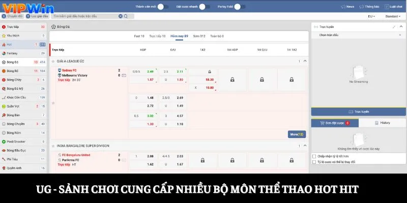 UG - sảnh chơi cung cấp nhiều bộ môn thể thao hot hit