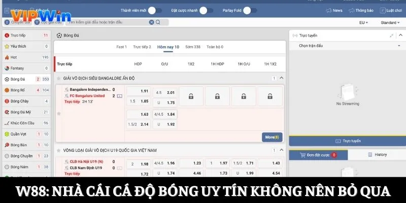 W88: Nhà cái cá độ bóng uy tín không nên bỏ qua