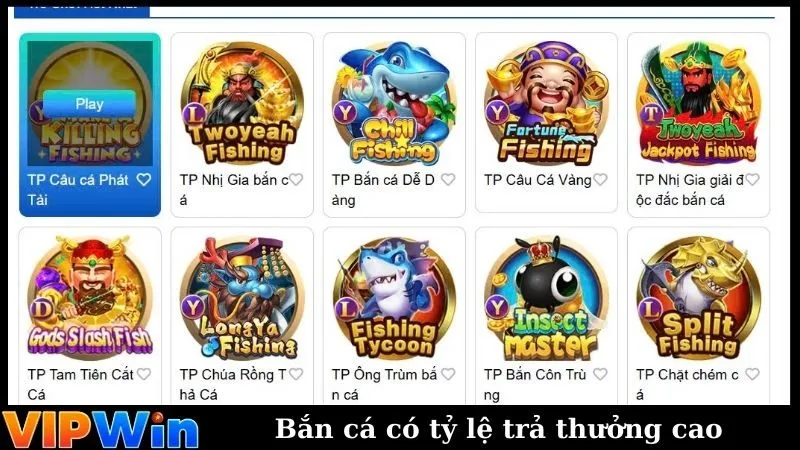 Bắn cá có tỷ lệ trả thưởng cao