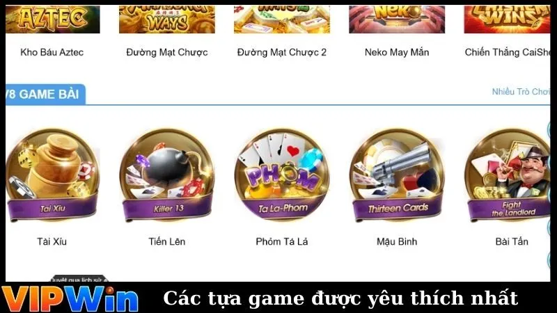 Các tựa game được yêu thích nhất trên nhà cái