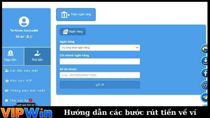 Hướng dẫn các bước rút tiền về ví